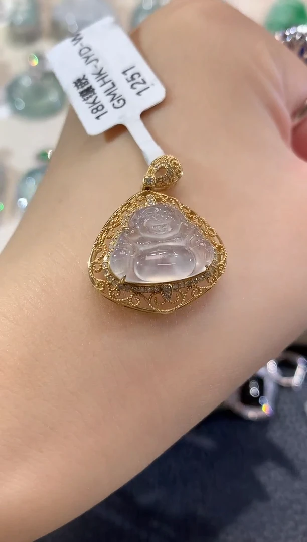 吊坠(不含链)18K金镶嵌翡翠C10