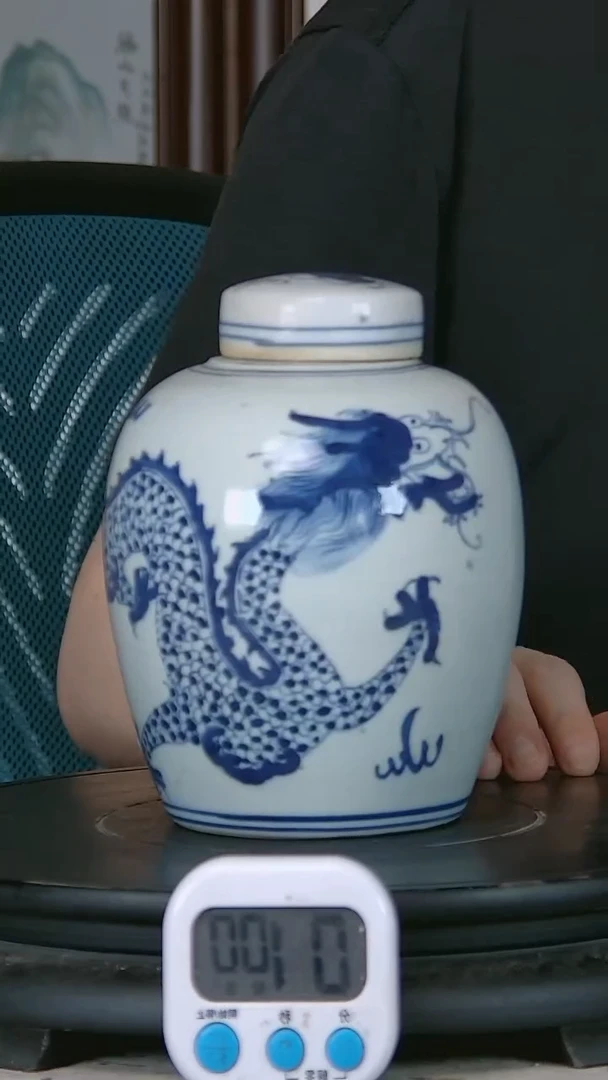 景*灯青壶精绘龙纹图罐