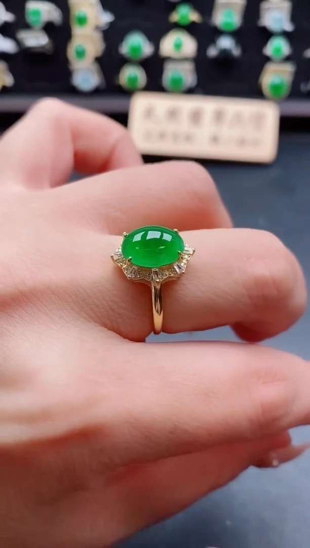 银S925镶嵌戒指翡翠1