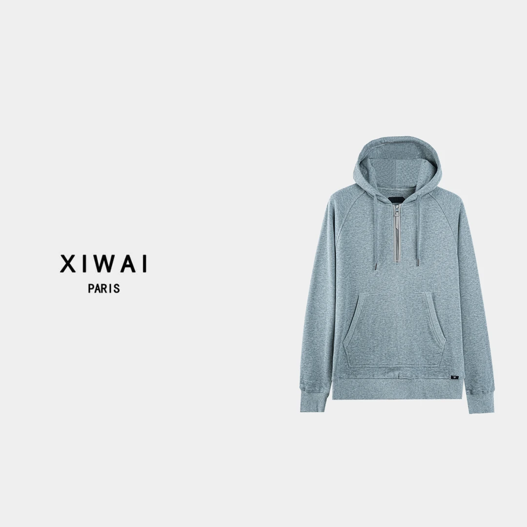 高级男装 春夏新品25s男士休闲连帽经典半拉链卫衣外套 8002