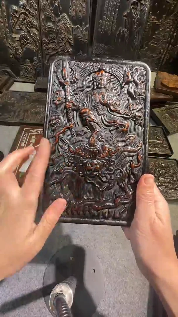 木紫檀拆件雕刻板以直播间实物为准微瑕老物件