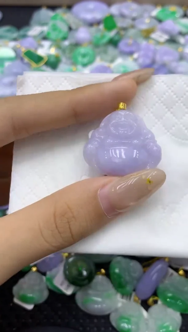 颈饰18K金镶嵌翡翠天然缅甸翡翠A货