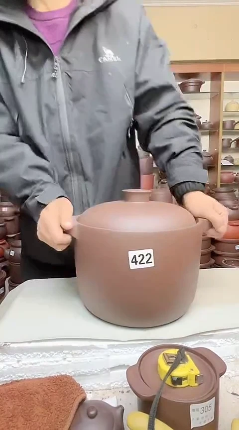 宜兴紫砂微瑕8升筒锅紫泥422