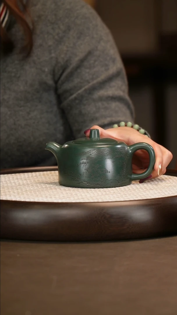 杨瑶芬 井栏 景舟绿泥 300c/竹画/紫泥绿泥一对杯/办公杯