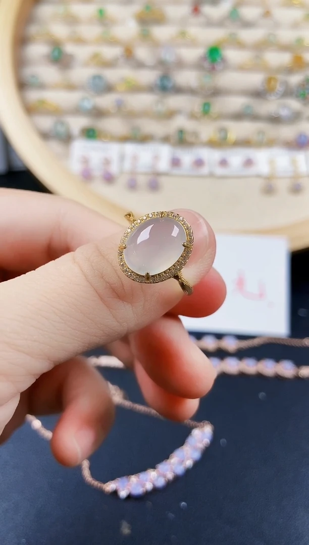 翡翠戒指银S925镶嵌12349