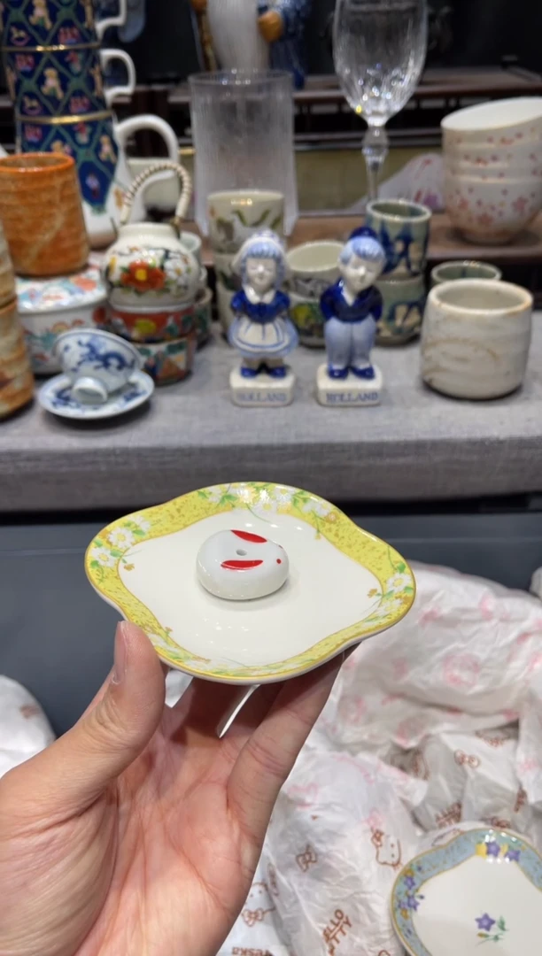 瓷片香插香盘一套