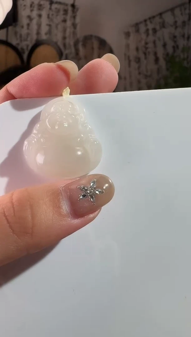 颈饰未镶嵌和田玉30藕粉佛公