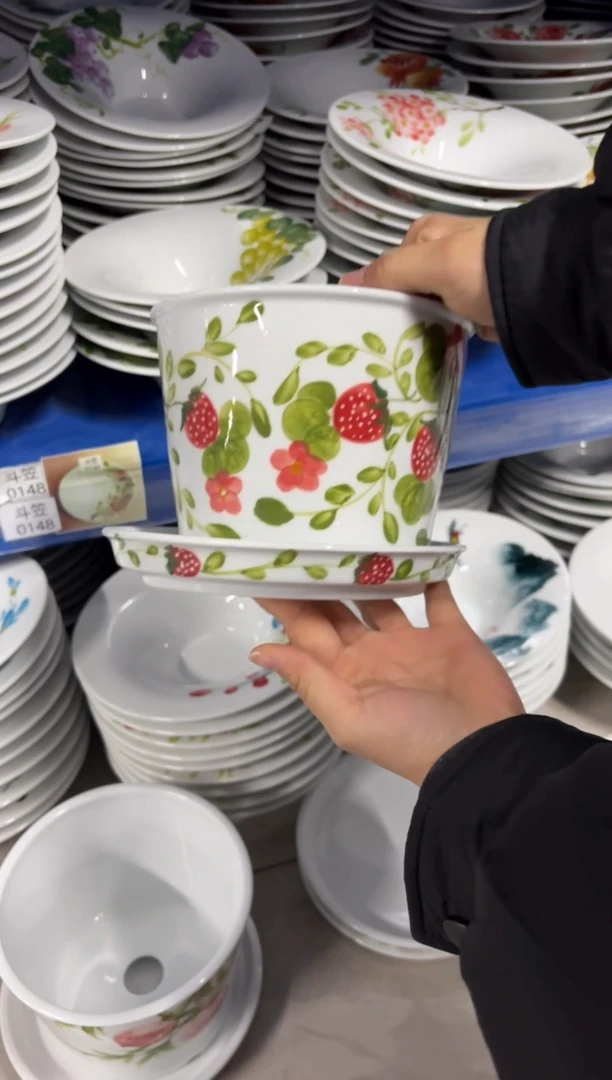 景德镇高温陶瓷食品级手绘釉中彩-花盆