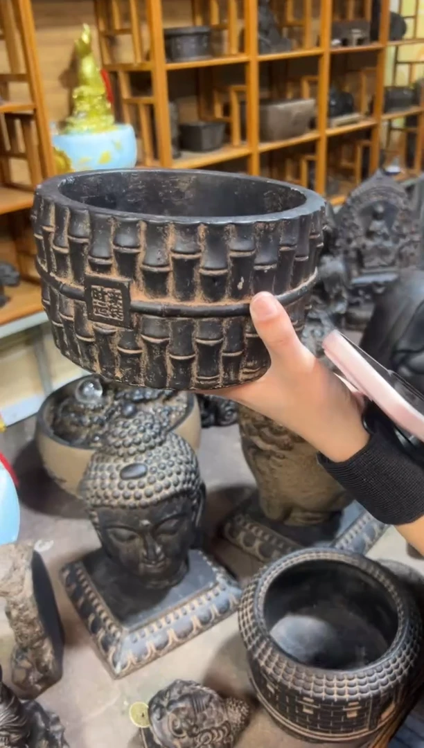陶土时来运转竹节盆