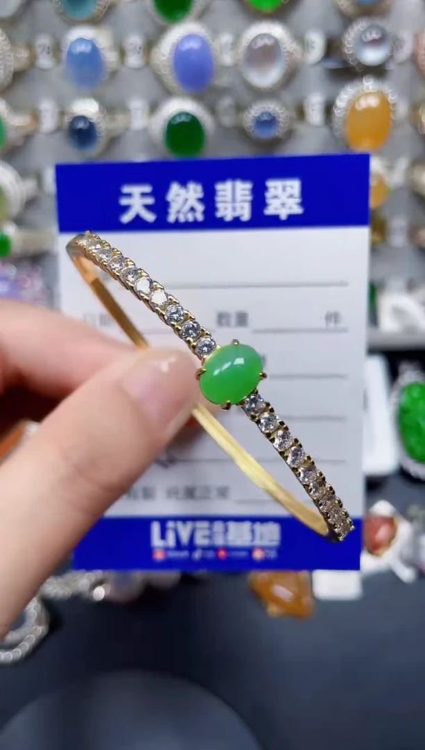 银S925镶嵌手镯翡翠56