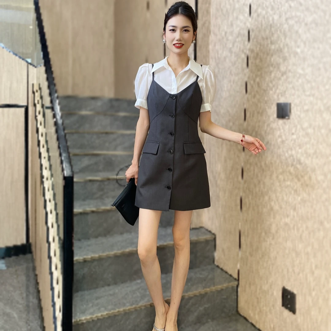 【JY】清仓夏季下摆设计短款减龄套装