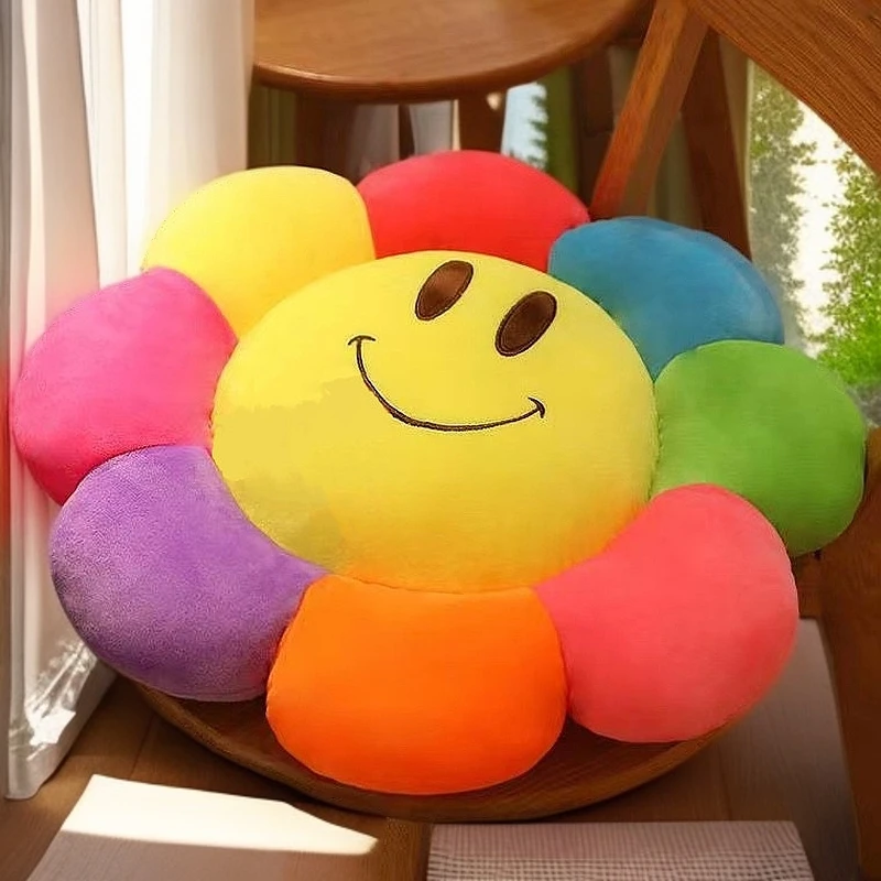 太阳花坐垫毛绒玩具国靠垫办公室坐垫