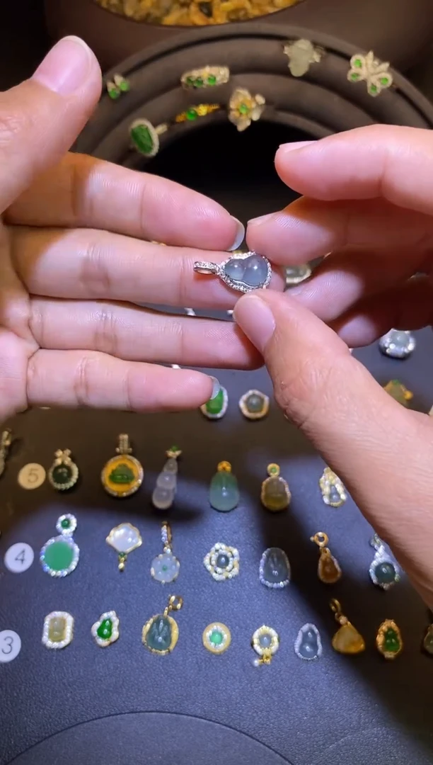 吊坠(不含链)银S925镶嵌翡翠1