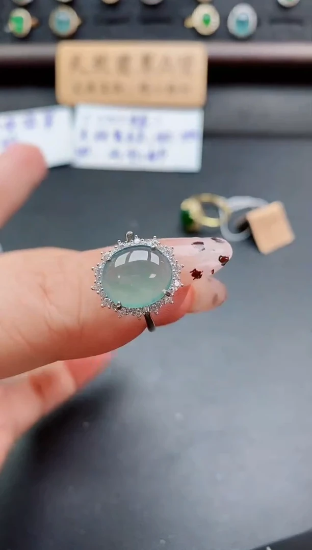 银S925镶嵌戒指翡翠1