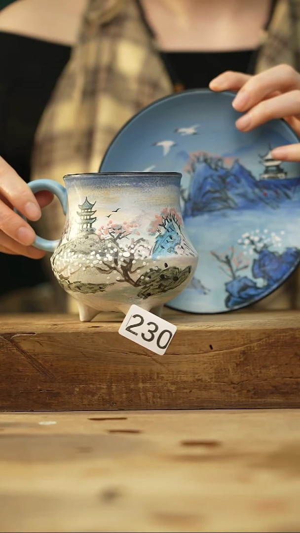 瓷片设计师手作款 手绘 秋与歌