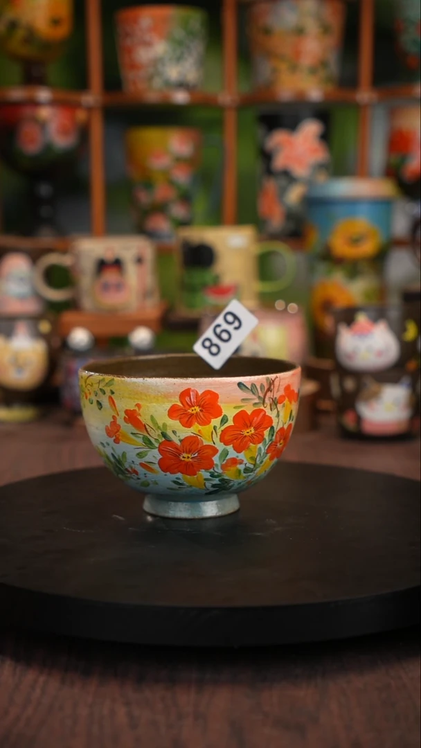 釉下手绘陶瓷紫砂杯