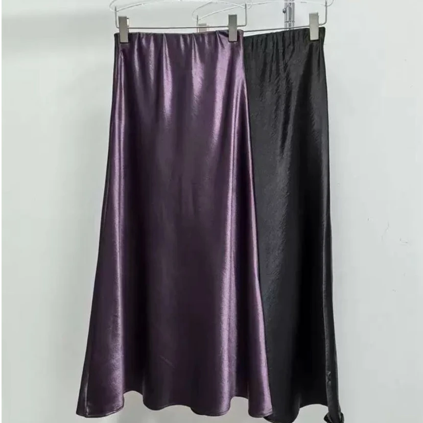 YiYomi 2025加厚丝滑半身裙女春季新款高腰双面包臀裙鱼尾裙气质