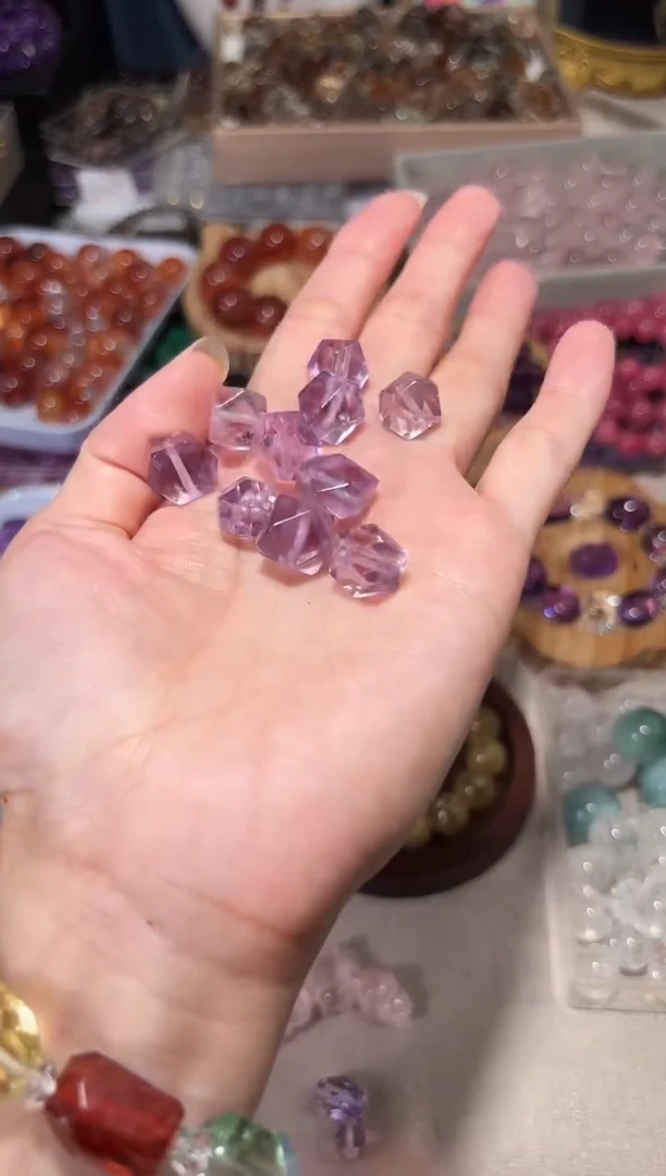 水晶手串未镶嵌紫水晶八角宽卡12单颗