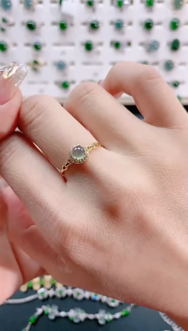 【闪购商品】翡翠戒指银S925镶嵌天然翡翠