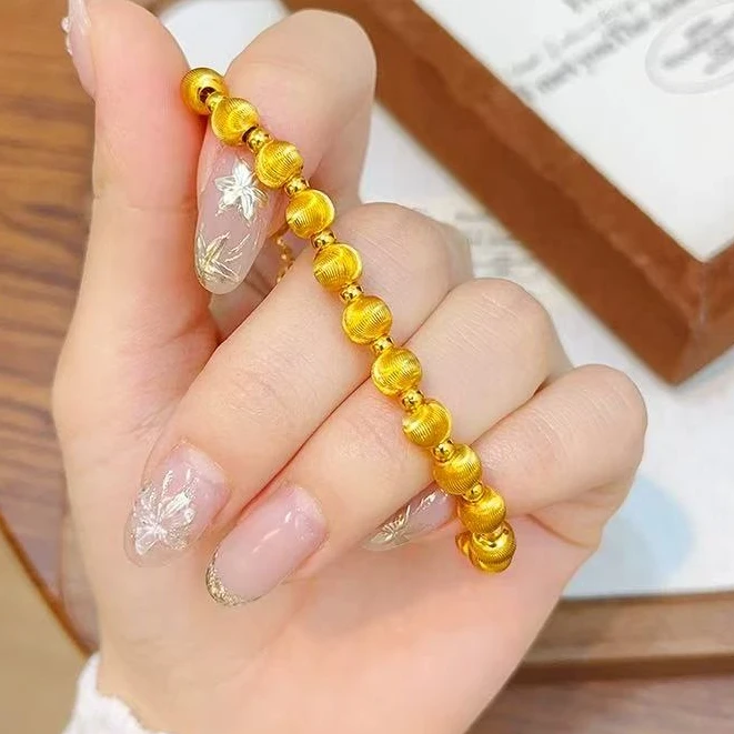 18K 金古法拉丝猫眼6mm手链a33