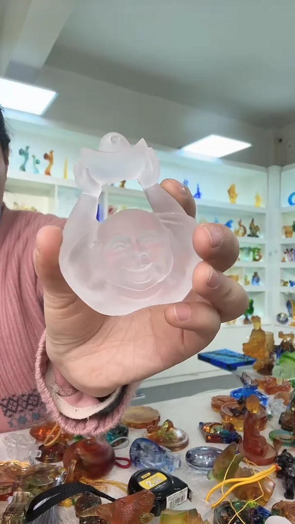 手工艺品琉璃弥勒两个