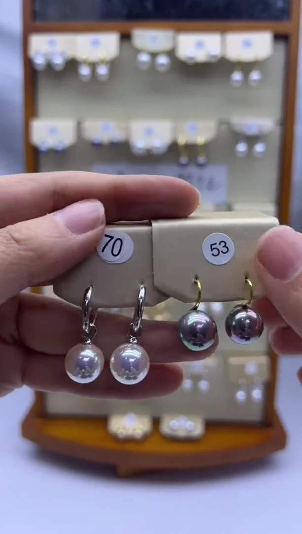未镶嵌耳饰淡水珍珠70+53