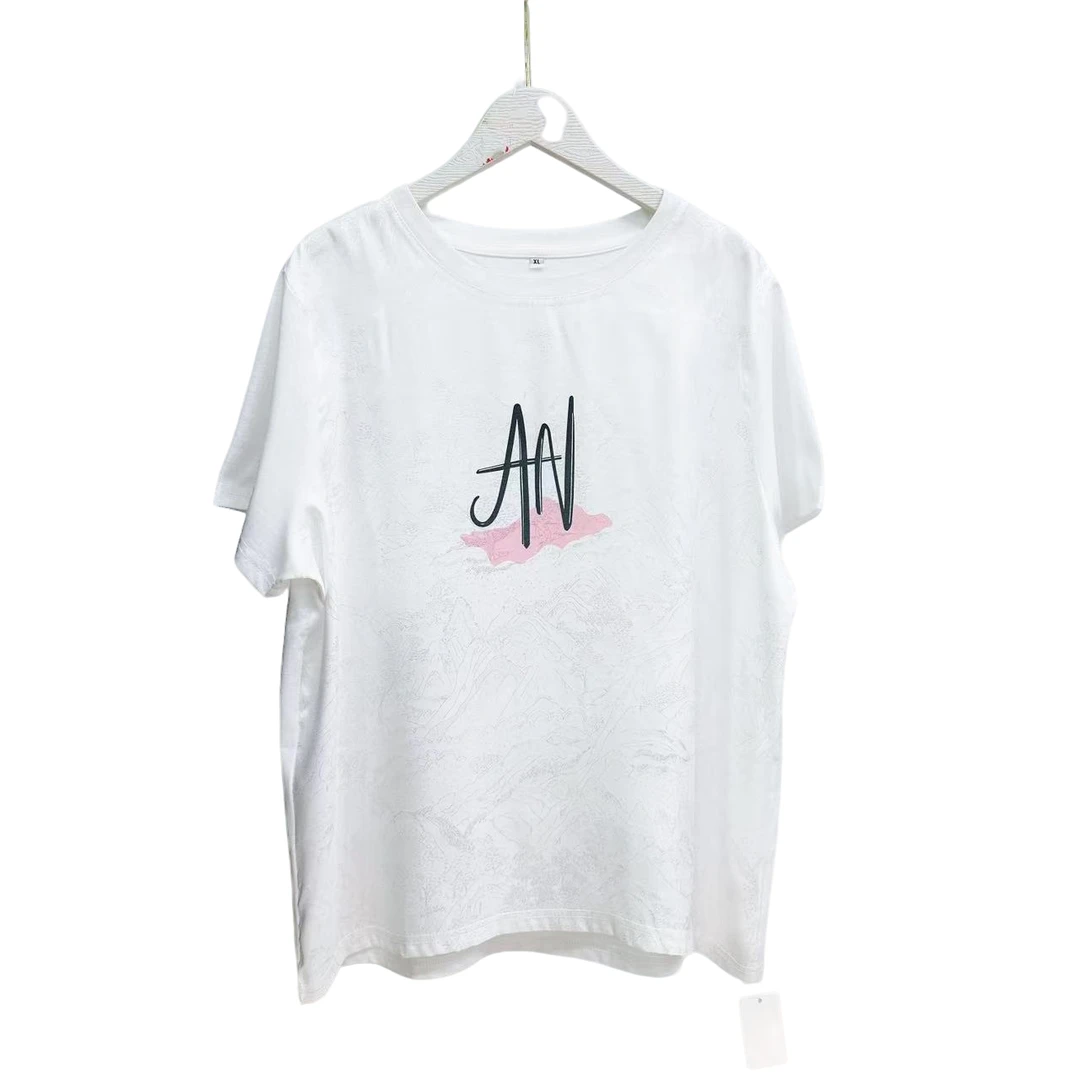 7914-水墨映相印花（白色）T恤AN字