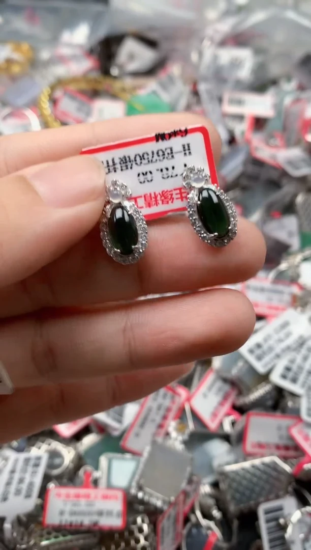 银S925镶嵌戒指翡翠天然A货缅甸翡翠
