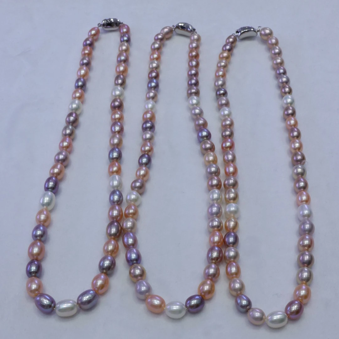 【莫兰迪】S925银淡水珍珠无核糖果色米珠7-8mm多样性发货只发1条