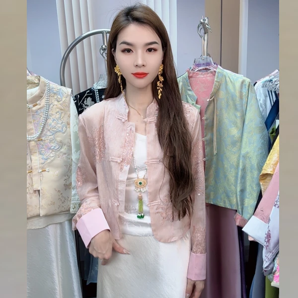 【偏爱菊】正肩短款）国风重工刺绣H版女夏季防晒衣短外套中国风气质