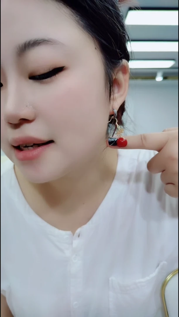 玛瑙/玉髓颈饰合金0515红耳坠