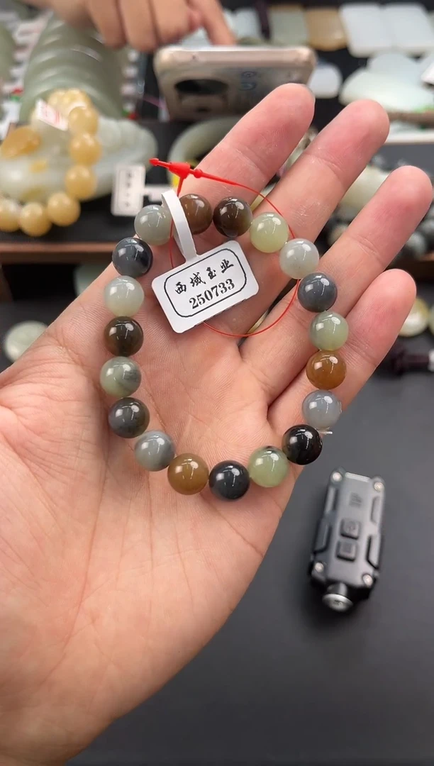 未镶嵌手串和田玉若羌楼兰三色手串卡10微色差