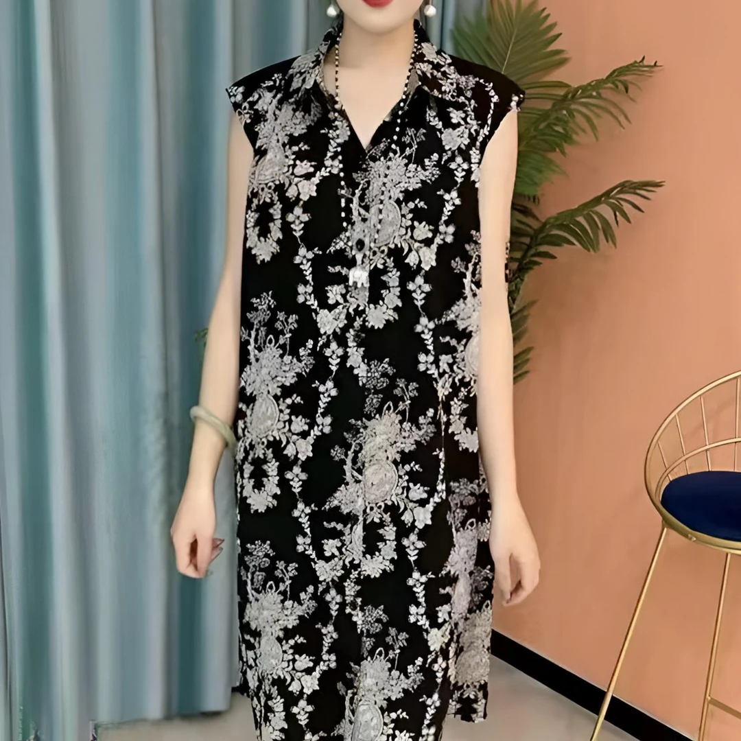 夏季新款时尚连衣裙女设计感波点撞色慵懒风显瘦宽松衬衫裙