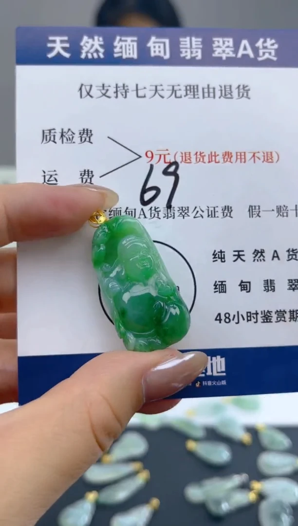 颈饰18K金镶嵌翡翠天然A货翡翠