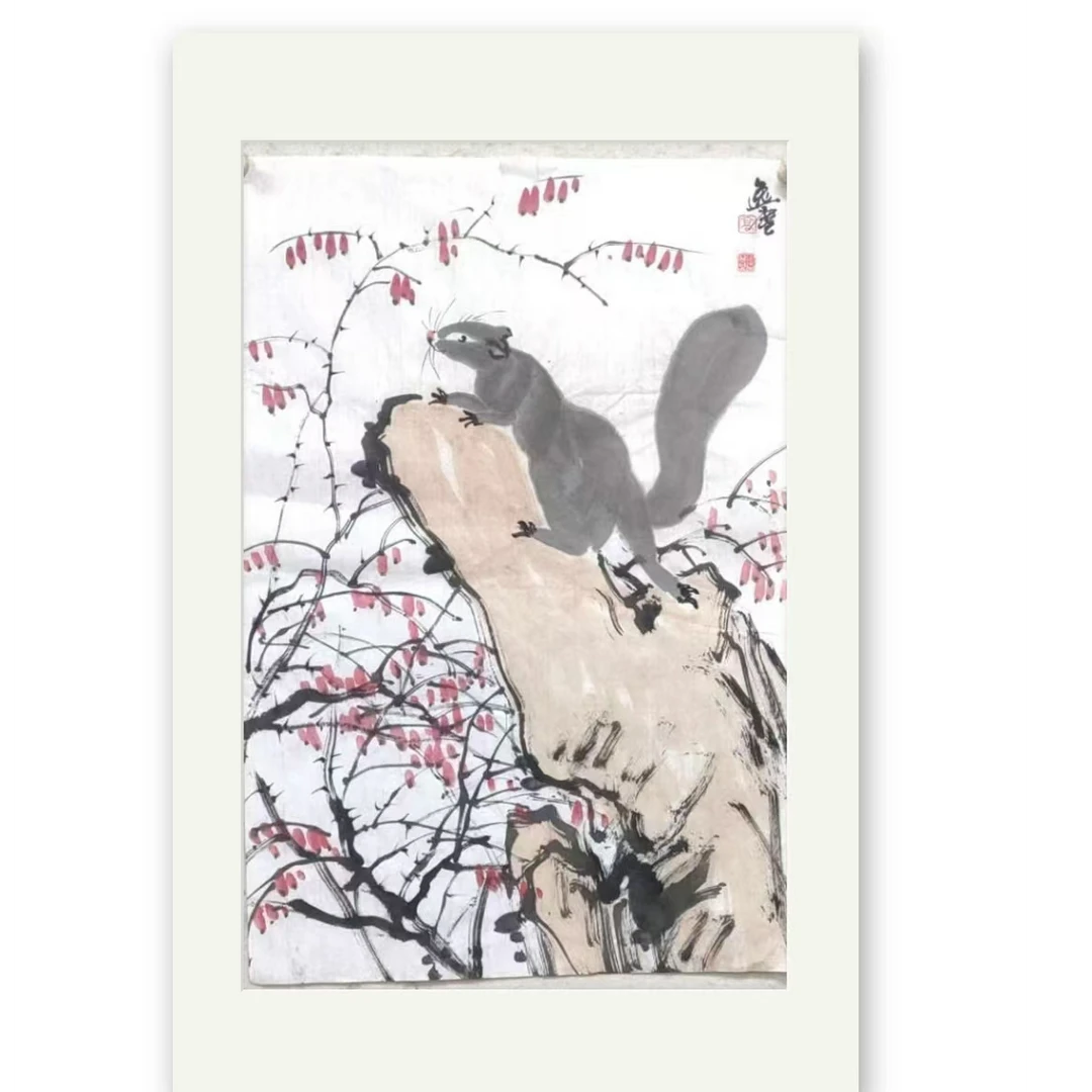 （汐颜老师专拍）高勇利老师现场作画四尺三开《松鼠》