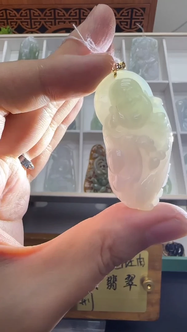 【闪购商品】翡翠挂件18K金镶嵌A货翡翠多样性孤品