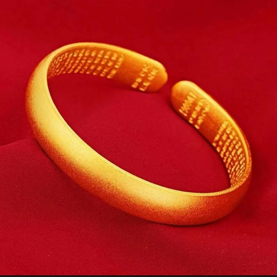 铜合金手镯 心经开口手镯镯子女款时尚复古古法经典磨砂传承实心