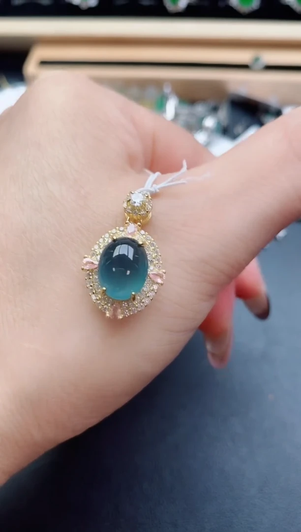 翡翠银S925镶嵌吊坠(赠链)05800