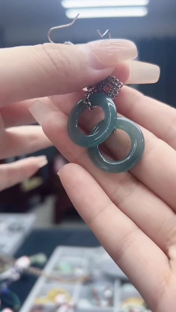 翡翠未镶嵌耳饰翡翠甜甜圈耳坠