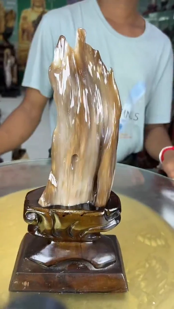 缅甸天然树化玉摆件