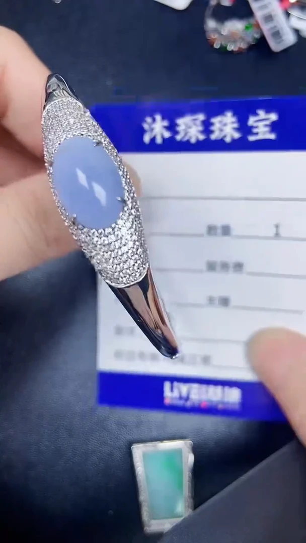 银S925镶嵌戒指翡翠3700