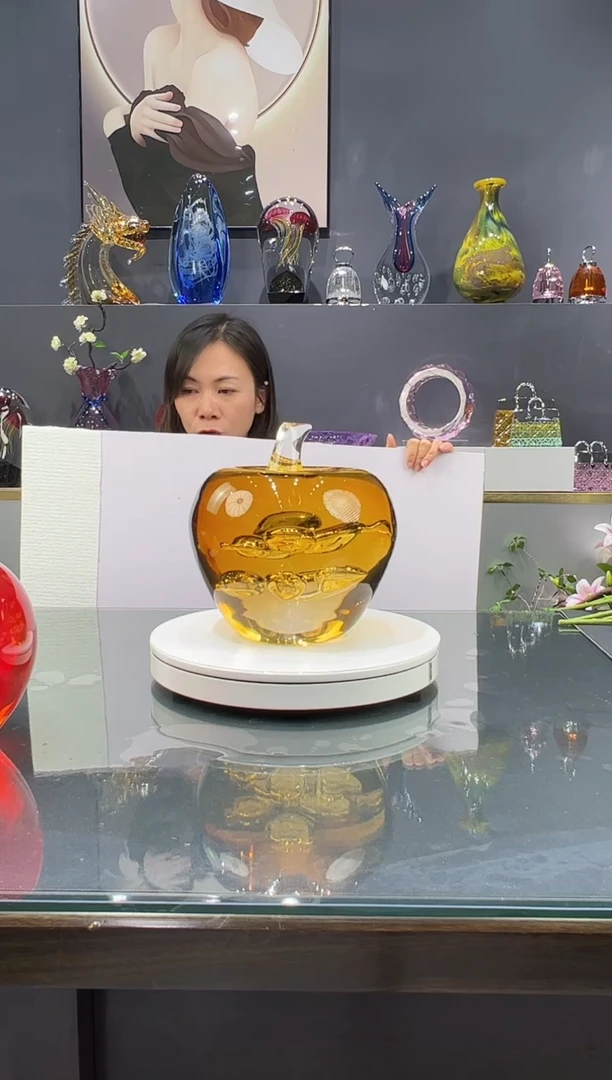 手工艺品琉璃 水晶琉璃金苹果1个27斤