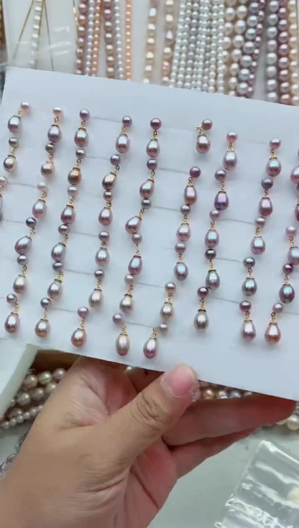 银S925镶嵌淡水珍珠耳饰多样性发其一，非无暇