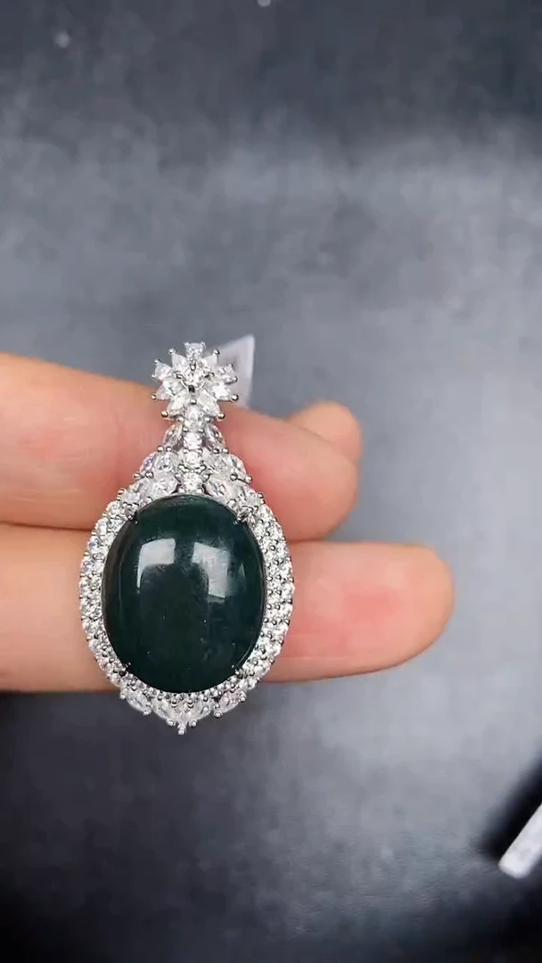 银S925镶嵌戒指翡翠3390