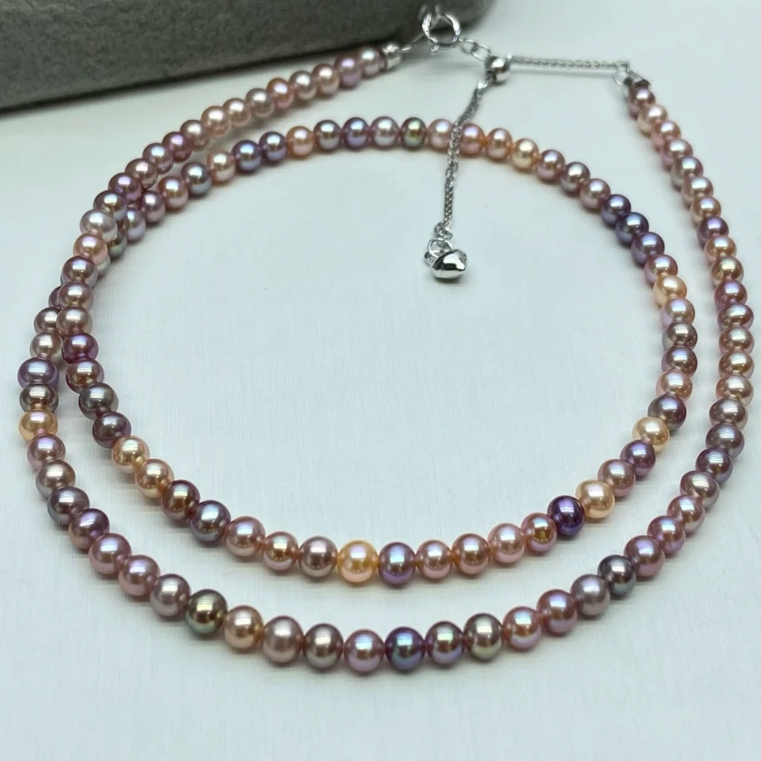 【三生专享】S925淡水糖果有核4-5mm珍珠项链/莫兰迪