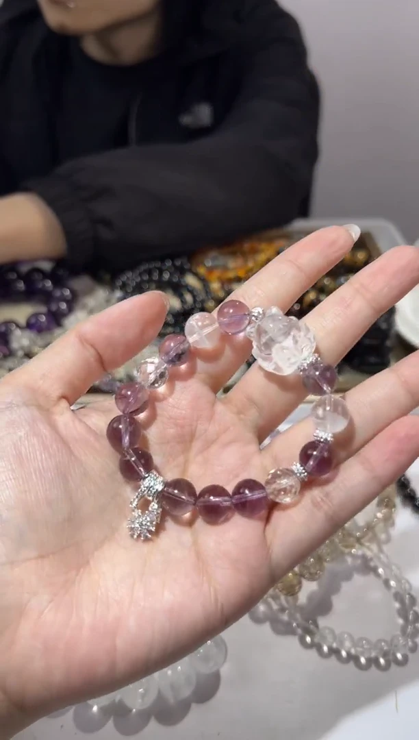 【闪购商品】水晶手链未镶嵌10mm紫塔diy白水狐狸