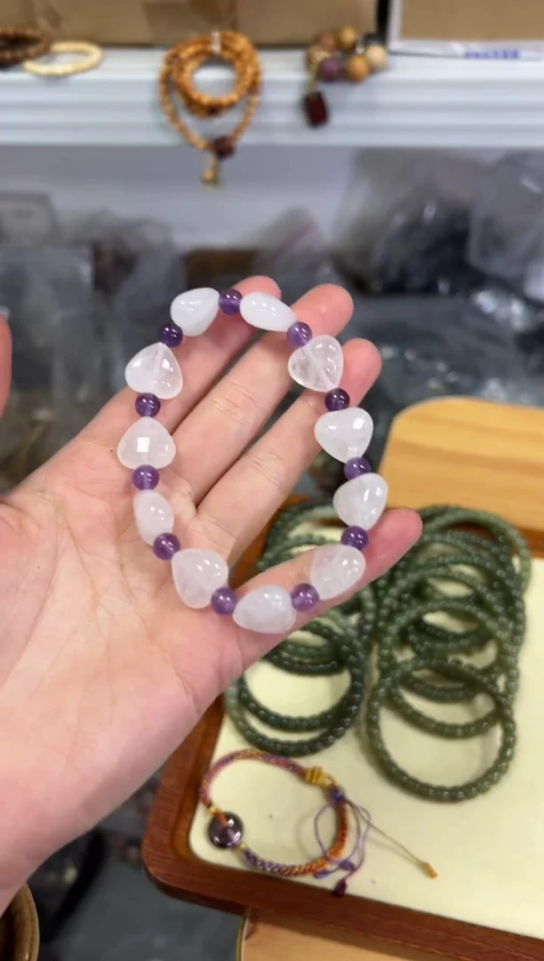 【闪购商品】水晶手链未镶嵌白幽灵水晶爱心手链[1370]