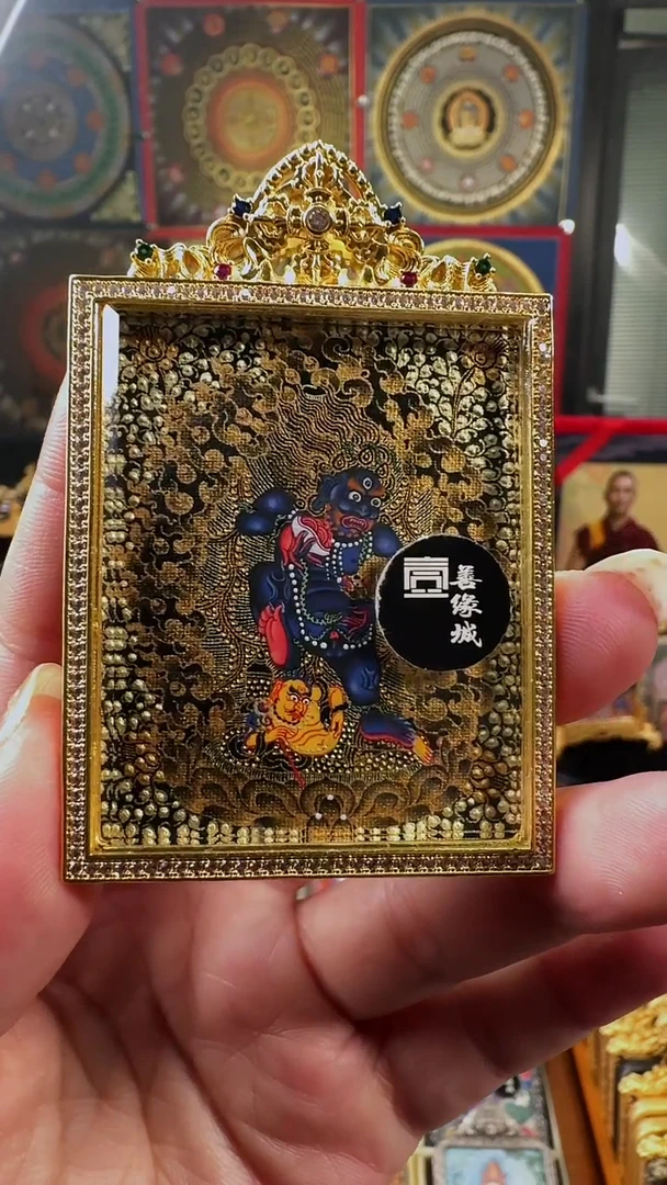 吊坠壹善缘城手绘唐卡黑C