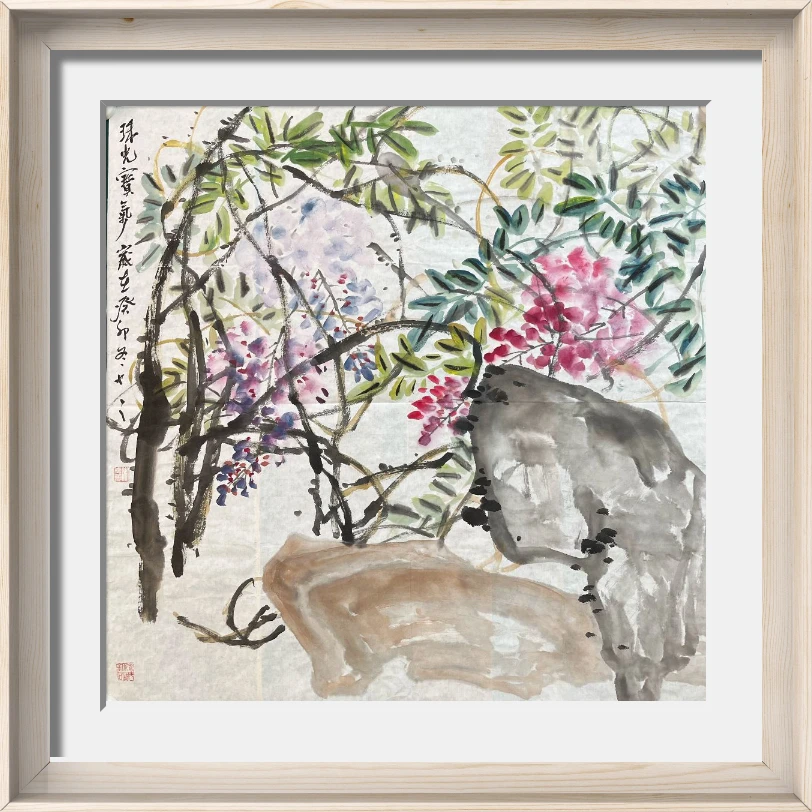 宋奕博，手绘《珠光宝气》，尺寸70x70cm，软片