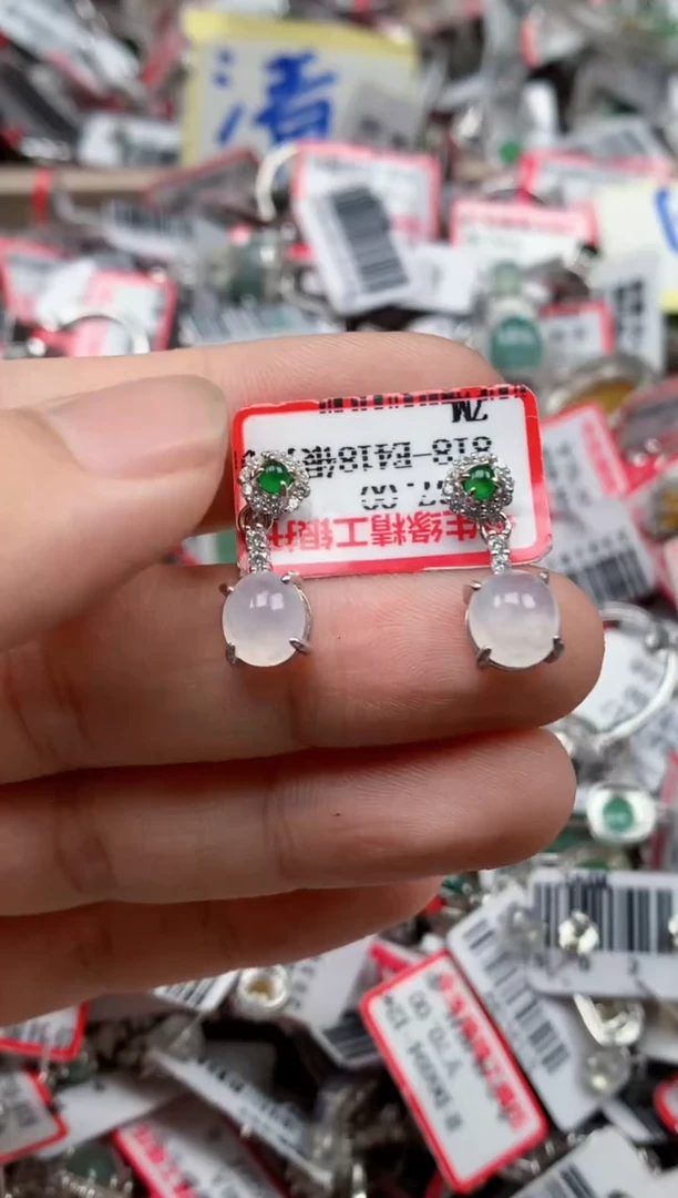 银S925镶嵌戒指翡翠天然A货缅甸翡翠